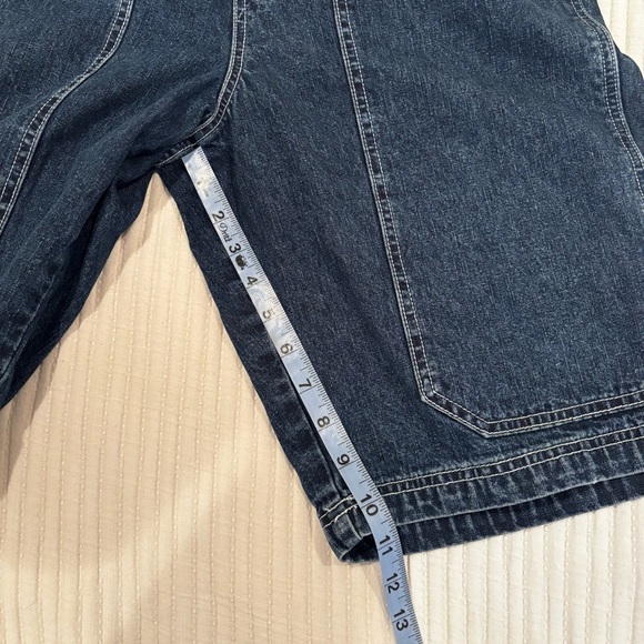 Route 66 Vintage 90's Denim Overall Long Jorts 100% Cotton Dark Wash Size M - Picture 12 of 13